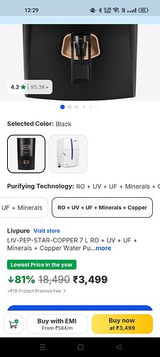 Livpure PEP Star Copper Water Purifier