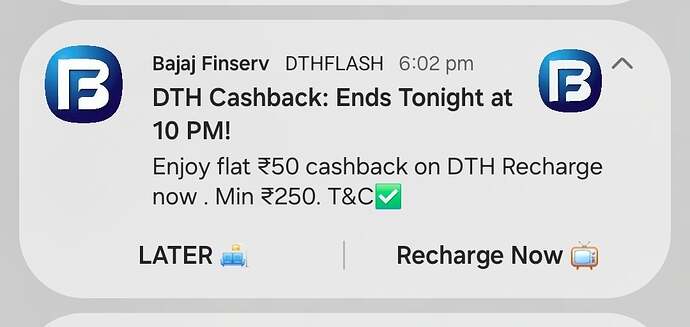 Bajaj Finserv DTH Cashback Offer