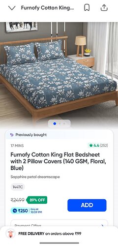 Furnofy Cotton King Flat Bedsheet