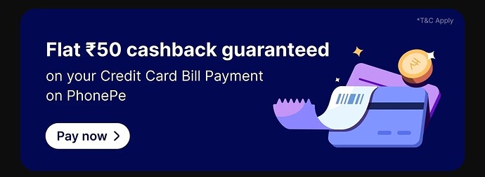 PhonePe Credit Card Bill Offer Banner