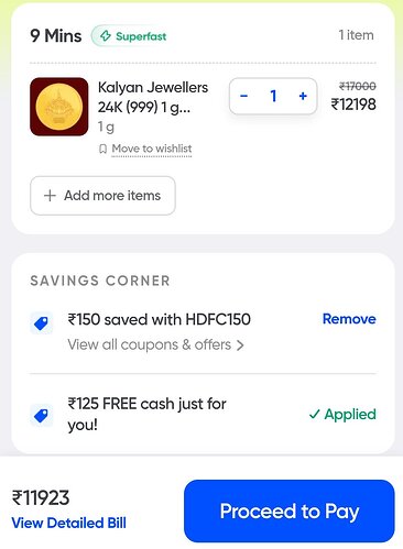 Instamart 1gm Gold Coin Offer