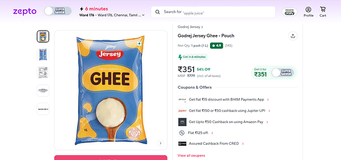 Godrej Jersey Ghee 1L Pouch