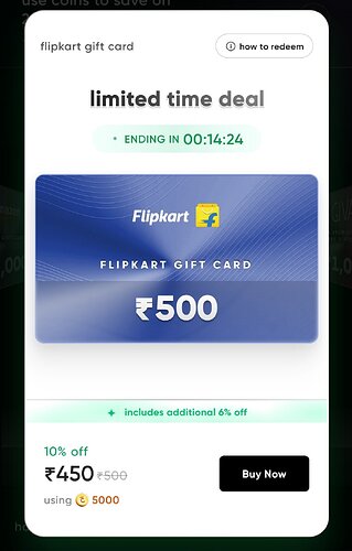 Flipkart Gift Card 10% Discount on Cred App
