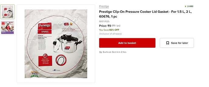 Prestige Clip-On Pressure Cooker Lid Gasket