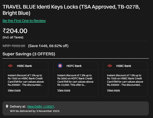 TRAVEL BLUE Identi Keys TSA Approved Luggage Locks
