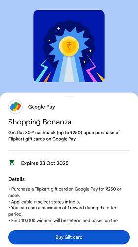 Google Pay Flipkart Gift Card Offer