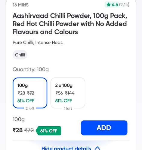 Aashirvaad Chilli Powder 100g