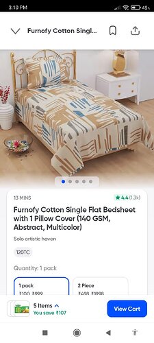 Furnofy Cotton Single Bed Bedsheet