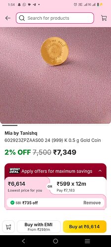 Mia By Tanishq 0.5gm Gold Coin