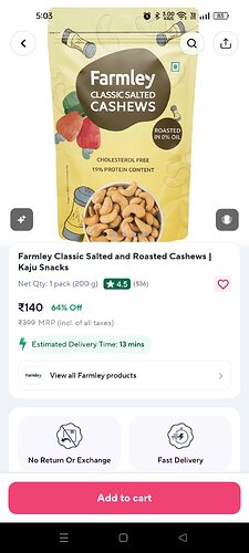 Farmley Classic Salted and Roasted Cashews 200g