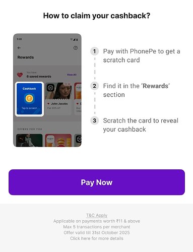 PhonePe Cashback Details