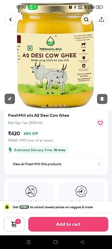 FreshMill Oils A2 Desi Cow Ghee