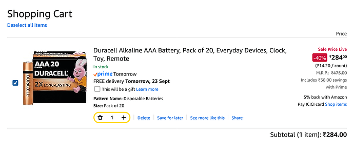 Duracell AAA Alkaline Batteries