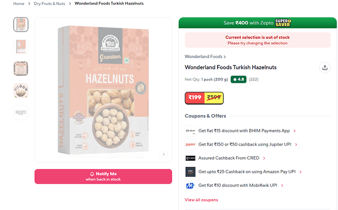 Wonderland Foods Turkish Hazelnuts Deal