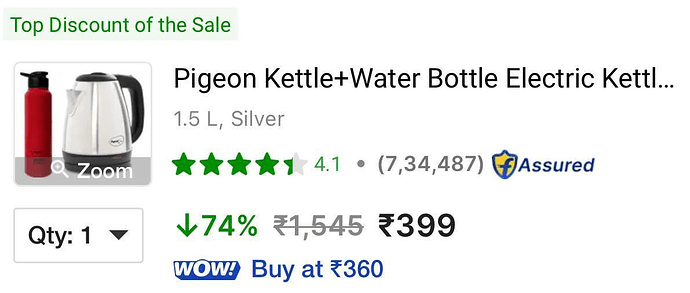 Pigeon Electric Kettle with Water Bottle