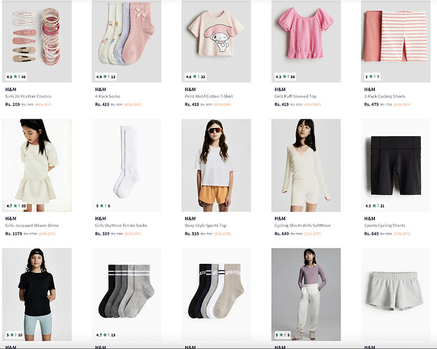 H&M Girls' Clothing on Myntra