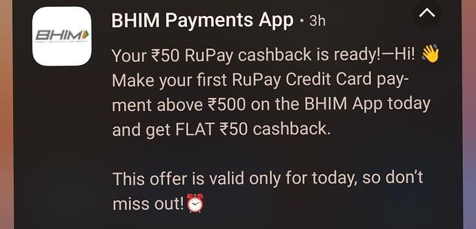 BHIM UPI RuPay Credit Card Cashback Offer