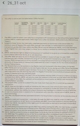 ABCD UPI Cashback Offer