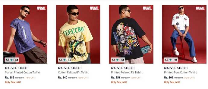 Marvel Street T-Shirts on Myntra