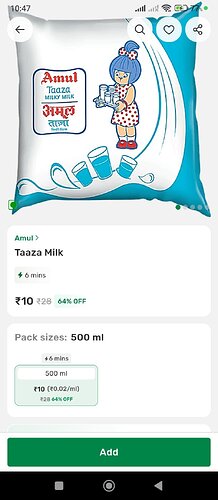 Amul Taaza Milk 500ml Pouch