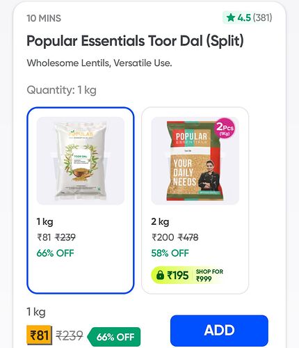 Popular Essentials Toor Dal - 1kg