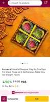 Kreyam's Colorful Clay Diwali Diyas