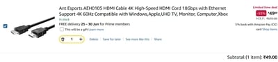 Ant Esports HDMI Cable Discount