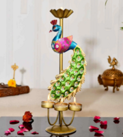 Multicolor Metal Peacock Tea Light Holder