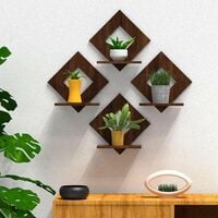 Walnut Finish Wooden Square Wall Planter Stand