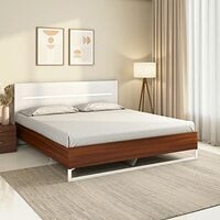 Nilkamal Capsule Meta Queen Size Wood Bed Walnut Finish