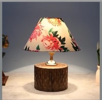 Tu casa Carnation Cylindrical Wooden Bedside Table Lamp