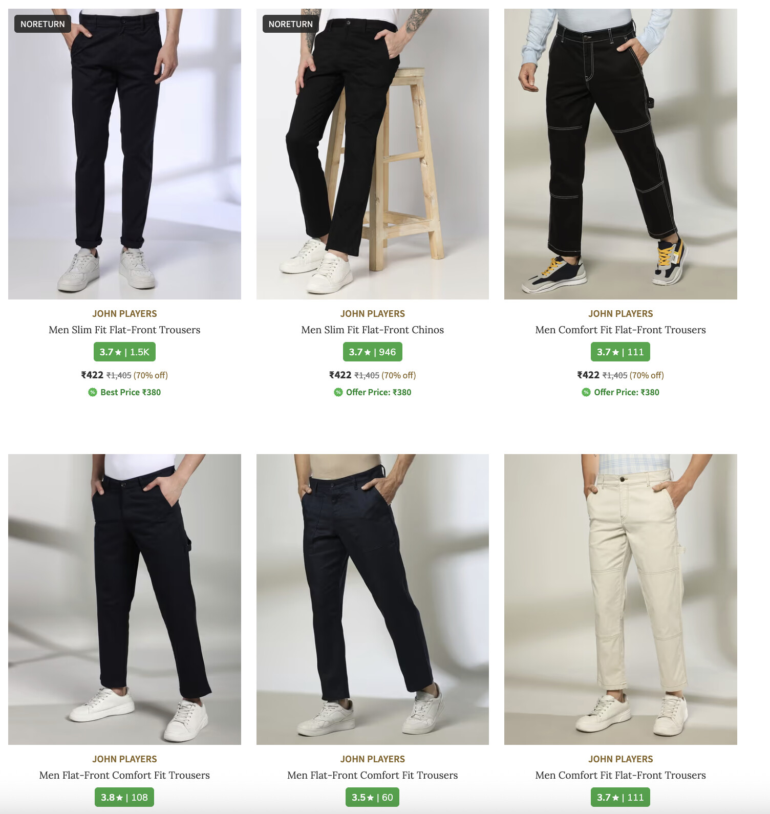 John Players Trousers Range