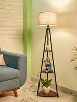 Crosscut Furniture LED Tripod Floor Lamp with Shelves