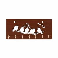 Sehaz Artworks Wooden Key Holder with 7 Hooks and 5 Birds