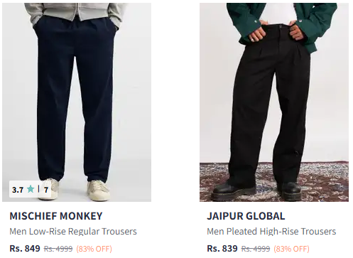Myntra Men's Casual Trousers Sale