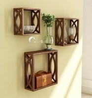 Home Sparkle MDF Wooden Wall Shelves Brown