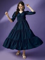 Women's Blue Fit & Flare Dress