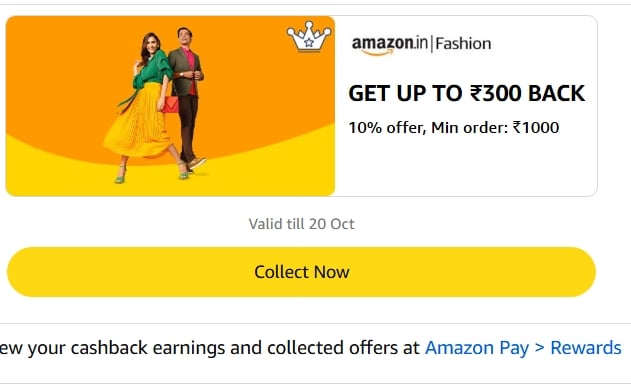 Amazon Fashion Cashback Offer
