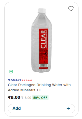 Clear Packaged Drinking Water 1L