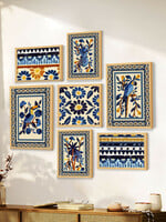 Art Street Wooden Blue Birds Wall Paintings