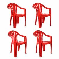CELLO Capri Plastic Arm Chairs Red Set of 4