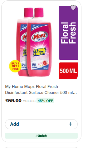 My Home Mopz Floral Fresh Disinfectant Surface Cleaner