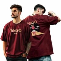 GESPO Men's Oversized T-Shirt with Tokyo Back Print