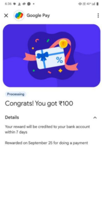 Google Pay Cashback Details