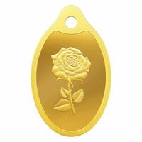 MMTC PAMP 24K 999.9 Pure Gold Rose Engraved Pendant & 2 Gram Gold Bar/Coin