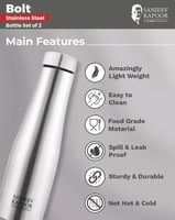 1000 ml Stainless Steel Water Bottle Pack of 2