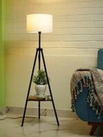 Crosscut White & Black Metal Cylinder Floor Lamp