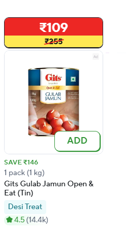 Gits Gulab Jamun Tin