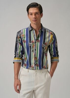 Blossom Full Sleeve Striped Printed Shirt