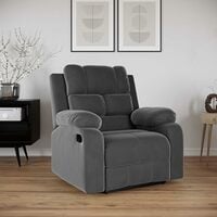Amazon Brand Solimo Perfect Loung Velvet Single Seater Manual Recliner, Grey